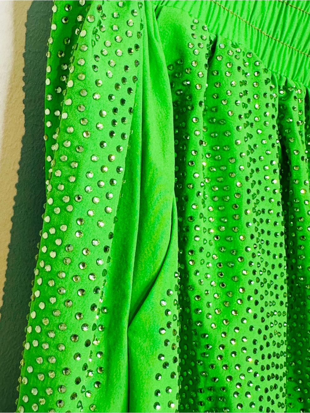 Queen of Sparkles Colorblock Rhinestone Pink Green Pull On Shorts - Picture 7 of 12